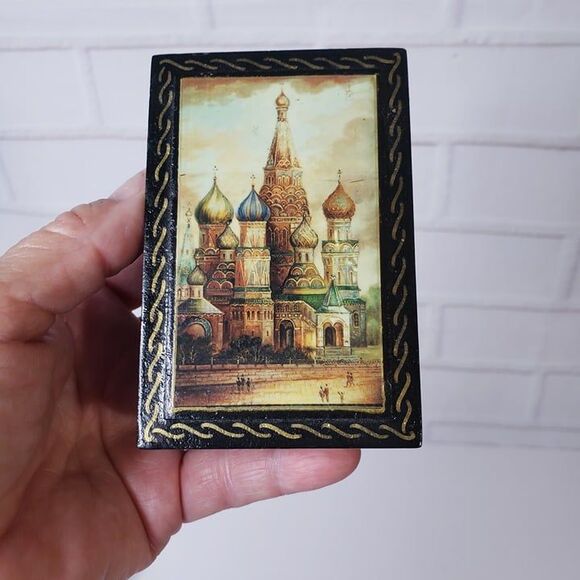 Vintage Russia St Basil Cathedral Mini Miniature Trinket Box Dresser Decor Small - Picture 2 of 12
